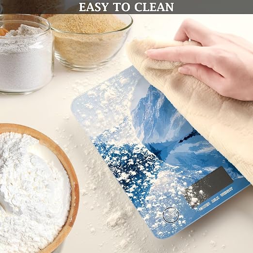 Food Scale Kitchen Scale Food Weight Scales Digital Weight Grams and Ounces Small Electronic Food Scale for Baking Cooking Winter Blue Mountain and Mirrored Lake