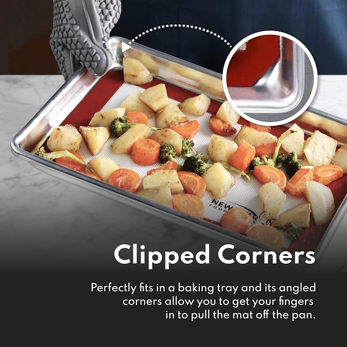 New Star Foodservice Commercial 18-Gauge Aluminum Sheet Pan and Silicone Baking Mat Set, 15 x 21 inch (Two-Thirds Size)