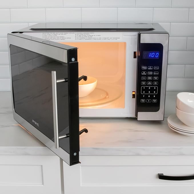 Avanti 1.5 Cu. Ft. Countertop Microwave Oven, 1000 Watts, Stainless Steel, One-Touch Presets, Speed Defrost, Child Lock, Ideal for Apartments, Dorms & RVs, 1.5 cu.ft., Stainless Steel