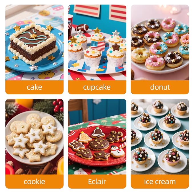 Gold Star Sprinkles,130g,Edible Stars Sprinkle for Cake Decorating,Mix Size Sugar Baking Decorations Cupcake Toppers,Donuts,Cookie Ice Cream,Wedding Birthday Party Supplies