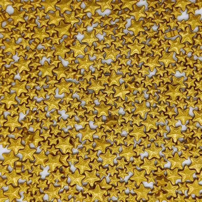 Mixed Size Gold Stars Sprinkles Edible Stars Cake Decorating Stars Cake Decorations Cupcake Toppers Cookie Decorating Perfect for Cakes,Cupcakes,Desserts Toppings 3OZ