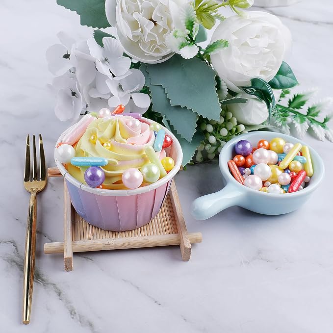 Rainbow Sprinkles for Cake Decorating, 4.6 oz Edible Pearl Rod Sprinkles for Baking Cupcake Cookies Dessert Ice Cream