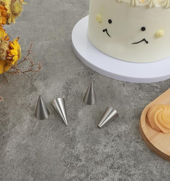 10Pcs Round Piping Tip, 10 Sizes Stainless Steel Wilton Piping Tips for Cookies, Professional Cake Decorating Tools for Frosting, Icing & Russian Pastry