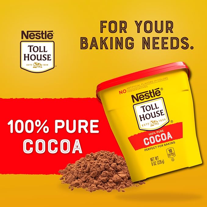 Nestle Toll House 100% Pure Cocoa Perfect for Baking,No Preservatives,Artificial Flavors or Colors,Baking Cocoa (8oz),(Pack of 6)