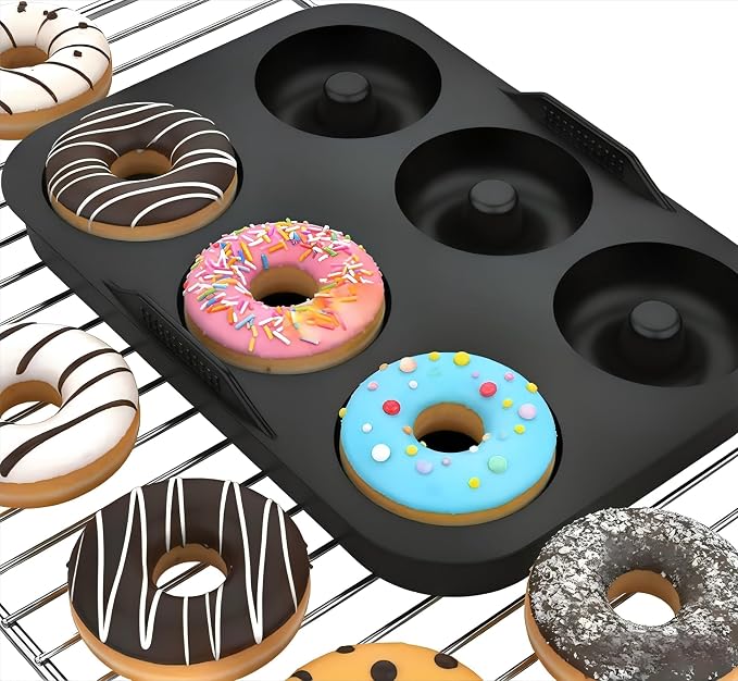 2 Pack Silicone Mini Donut Mold, Heat Resistant Baking Tray, Kitchen Bakeware for Donuts Cookies Bagels, Compatible with Oven and Air Fryer