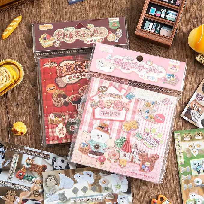 Girl's Japanese Retro Sticker Book, Animal and Plant Theme - 800+ Cute Old Showa Style Embroidered Stickers, for DIY Scrapbooking Journaling Handbook Decoration