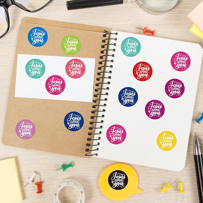 Jesus Loves You Stickers - 1000 Pcs Christian Religious Stickers, Colorful Waterproof Religion Sticker Roll for Scrapbook Journal Laptop Envelope Card, Sunday School Party Favor Supplies