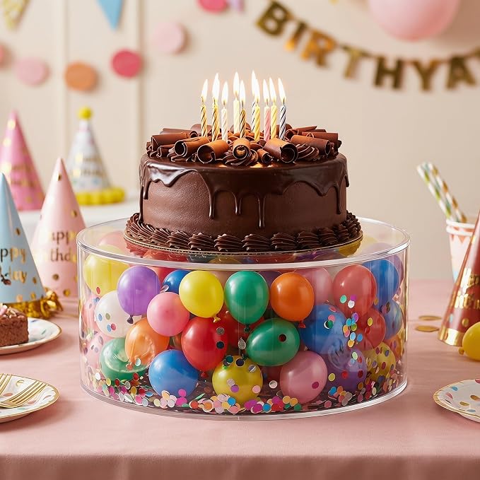 Jucoan Set of 2 Clear Acrylic Fillable Cake Stand, Cake Tier Display Stand Cupcake Stand, 12 Inch & 8 Inch Round Cylinder Display Riser for Wedding Birthday Baby Shower Easter Party Centerpieces