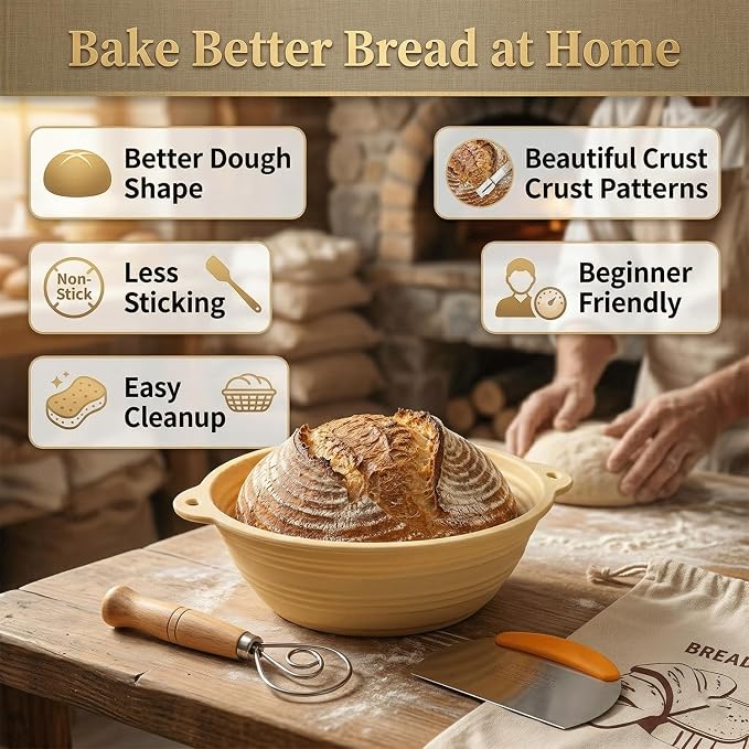 Sourdough Starter Kit, 28Pcs Sourdough Bread Baking Supplies, Sour Dough Bread Kit with 2 Silicone Banneton Bread Proofing Baskets, Sourdough Kit with Glass Starter Jar, Complete Bread Making tools