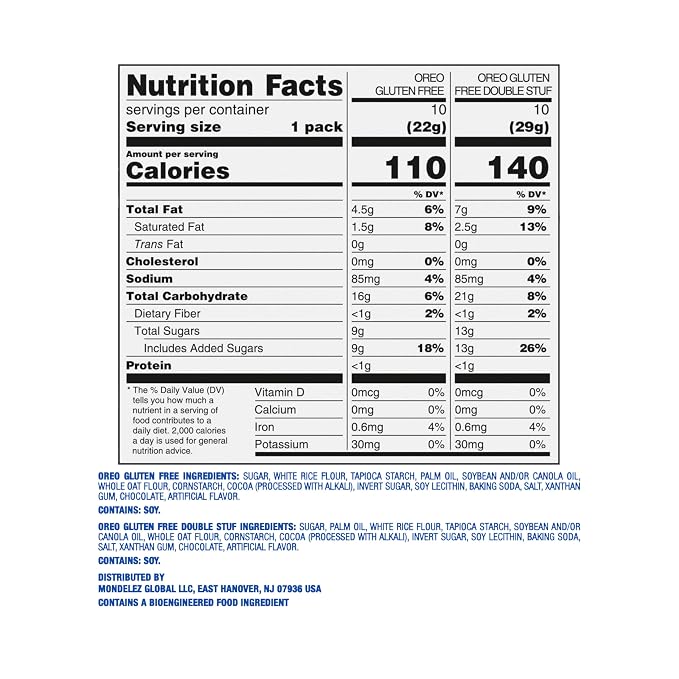 OREO Gluten Free Original & Double Stuf Chocolate Sandwich Cookies Variety Pack, Gluten Free Cookies, 20 Snack Packs (2 Cookies Per Pack)