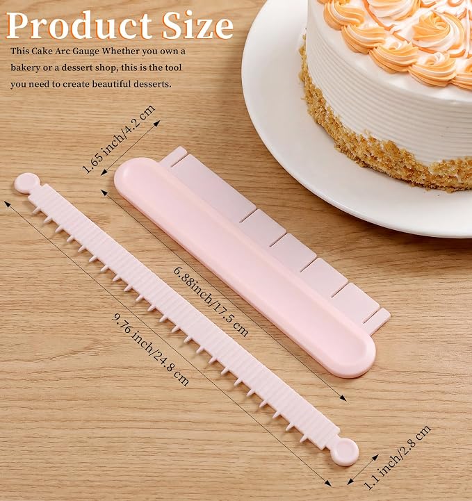 2 PCS Cake Arch Tool, Plastic Fondant Tools for Fondant Icing Measuring, Baking Aid for Beginners (White & Nordic Pink)
