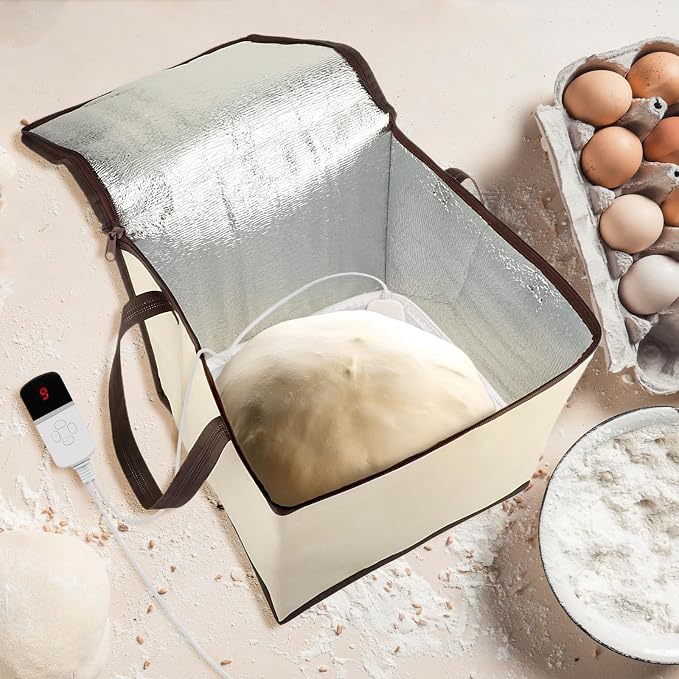 Fenteer Dough Proofer, 30L Foldable Sourdough Warmer with Heating Pad, 9-Level Temperature Control for Bread and Yogurt Making