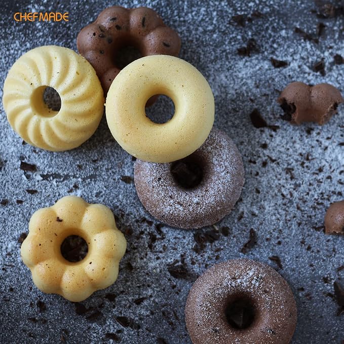 CHEFMADE Donut Pan, Nonstick 6 Cavity Pattern Doughnut Pan for Baking