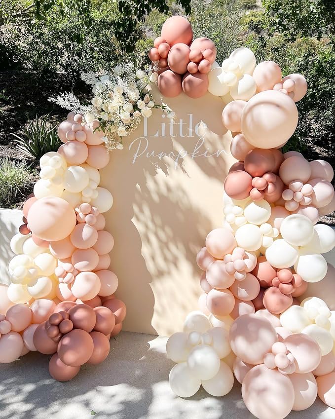 Pastel Orange Double Stuffed Balloons Different Size 115Pcs 5/10/12/18" Peach Blush Balloons Arch Garland kit for Birthday Baby Shower Bridal Shower Wedding Gender Reveal Party
