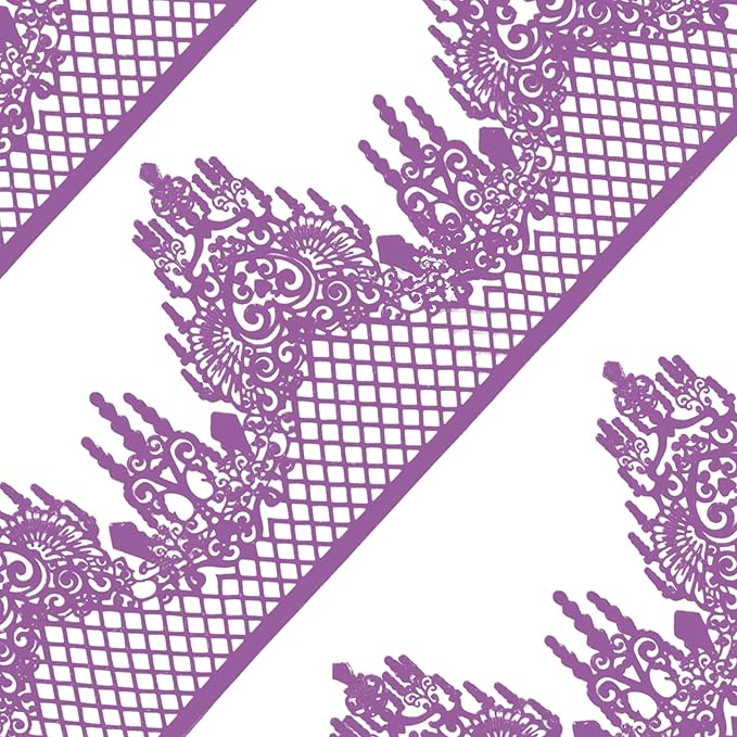 Large Pre-Made Ready to Use Edible Cake Lace Lattice Diamond Scallop Purple 12-inch 10-Piece Set