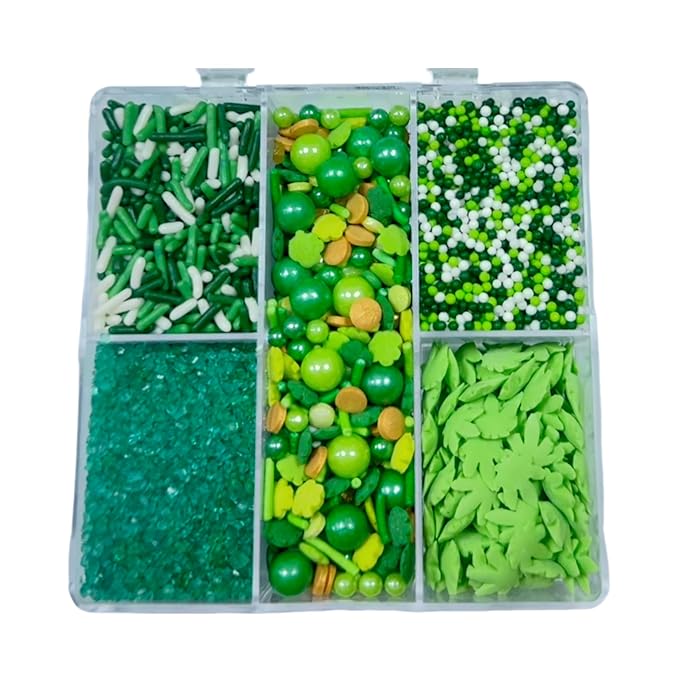 Sentovac Clovers Leaves and Pearls Mixing Cake Sprinkles Cake and Cupcake Topper Decorations Sprinkles for St.Patrick Day Decorationing Supplies