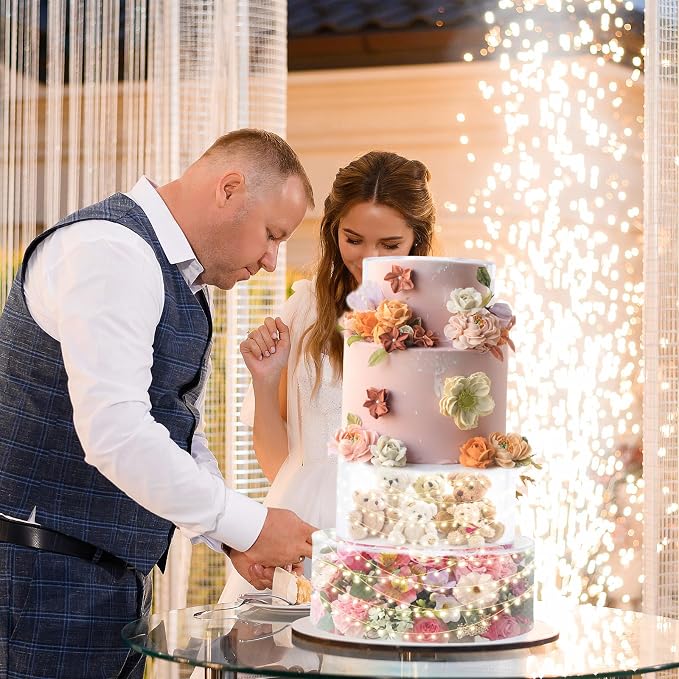 3 PCS Acrylic Clear Cake Stand Round 6 Inch 8 Inch 10 Inch Cake Display Stand with Lid Fillable Tier Cylinder Box for Wedding Birthday Baby Shower Party (Round)