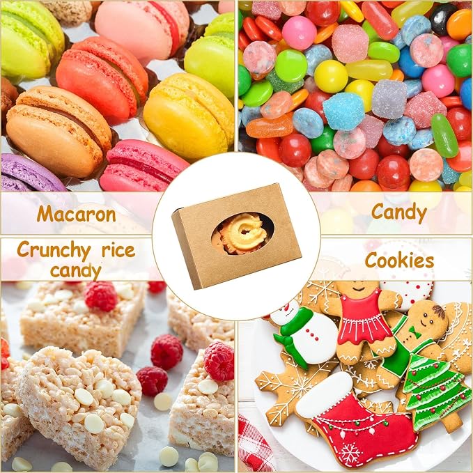 Spakon 30 Pcs Soap Boxes for Homemade Soaps 3.8 x 2.8 x 1.2 Inch Rectangle Soap Boxes with Window Small Gift Wrapping Box for Soaps Packaging Bakery Cookies Candy Party Favor Supplies(Brown)