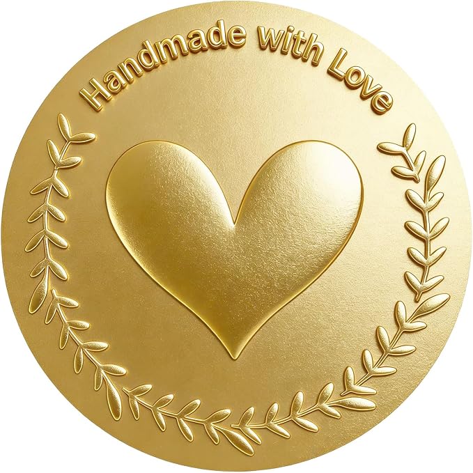 100PCS Handmade with Love Stickers, 1.6 Inch Gold Foil Round Labels for Baking Packaging, Small Business Supplies, Gift Wrapping, Party Favor Bags, Dessert Treat Bags, Envelope Seals