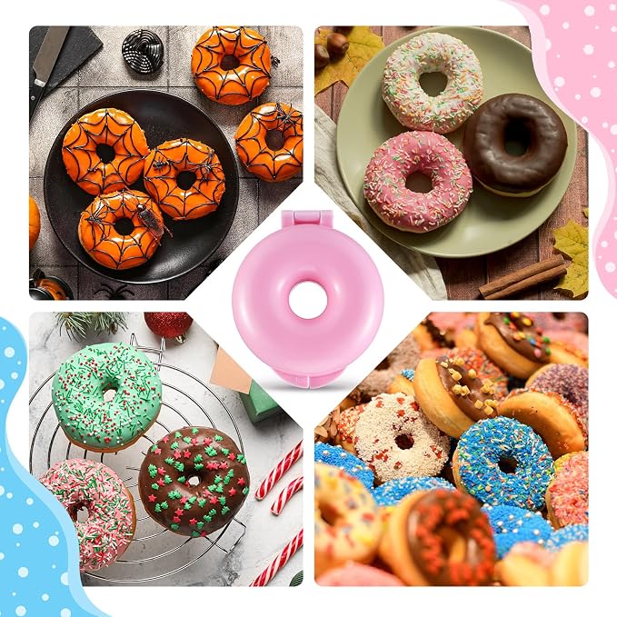 LemonRoad Pink Round Donut Cake Pop Mold Plastic Cake Pop Press Molds Shapes 3.46 Inch Large Circle Mold for Donut Bagel Making
