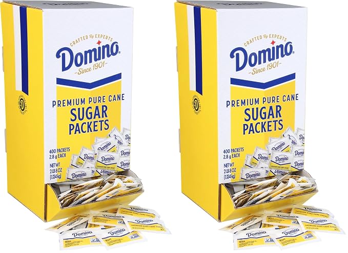 Domino® Sugar Packets, 400 Sugar Packets (2.8 g each) in Dispenser Box (Pack of 2)