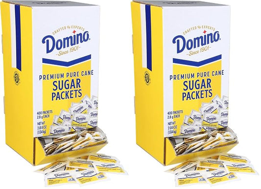Domino® Sugar Packets, 400 Sugar Packets (2.8 g each) in Dispenser Box (Pack of 2)