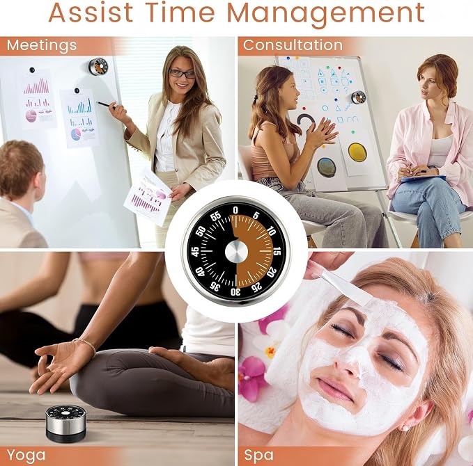 Relaxweex 6 Pcs 60 Minute Visual Timer Visual Kitchen Timer for Cooking Cook Timers Kitchen with Alarm Mechanical Class Timers for Desk Egg Countdown Chef Baking Office ADHD(Black Orange)