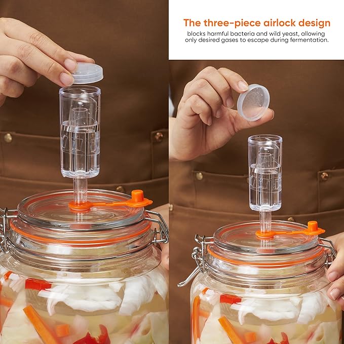 0.6 Gal Fermentation Kit, Glass Jars, Weights & Airlocks, 2 Pack | Perfect for Sauerkraut, Kimchi, Kombucha and Pickles