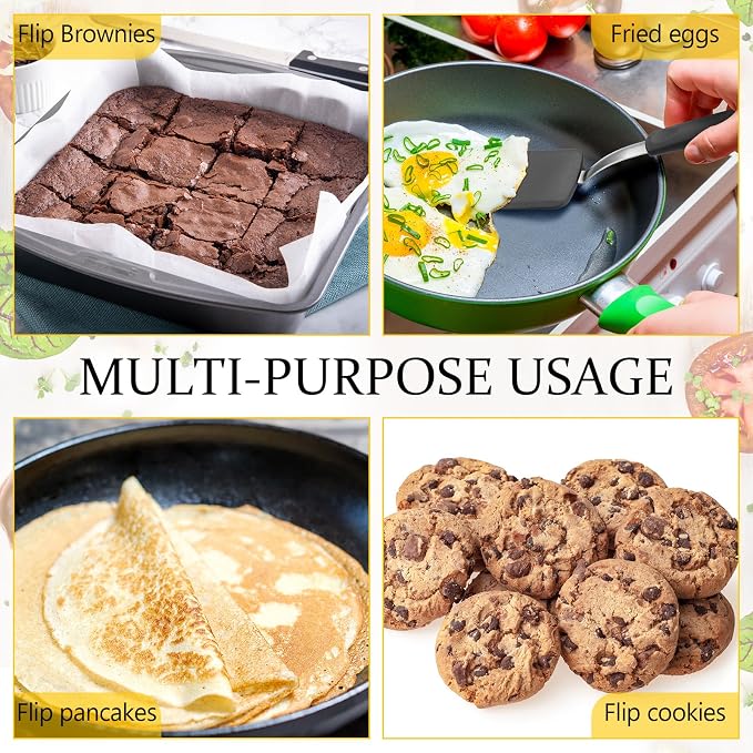 Silicone Cookie Spatula Turner 2 Pack Mini Brownie Spatula Flexible Kitchen Small Silicone Turner for Nonstick Cookware Heat Resistant No Scratch Flipper for Pancake(Solid Flat,Grey)