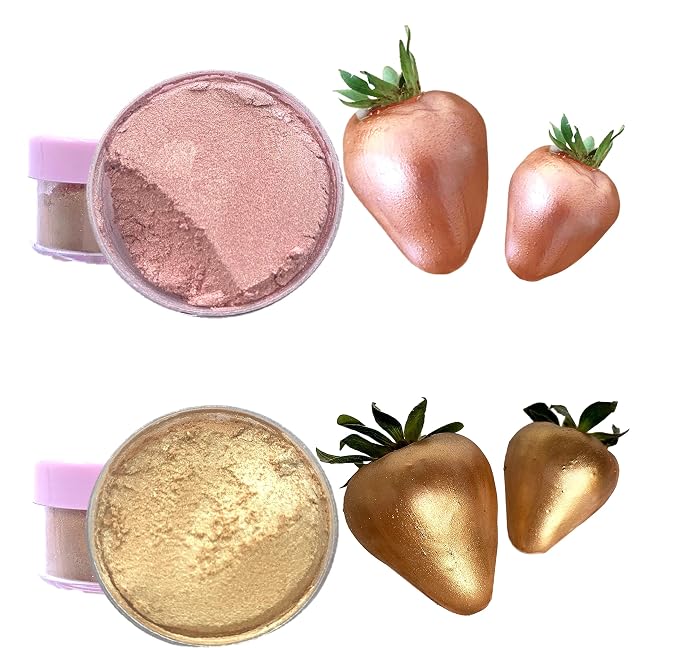Gold and Rosegold, Edible Luster dust for cake decoration, dusting powder Metallic Food paint 5 grams each Food grade 100% edible Kosher Certified.
