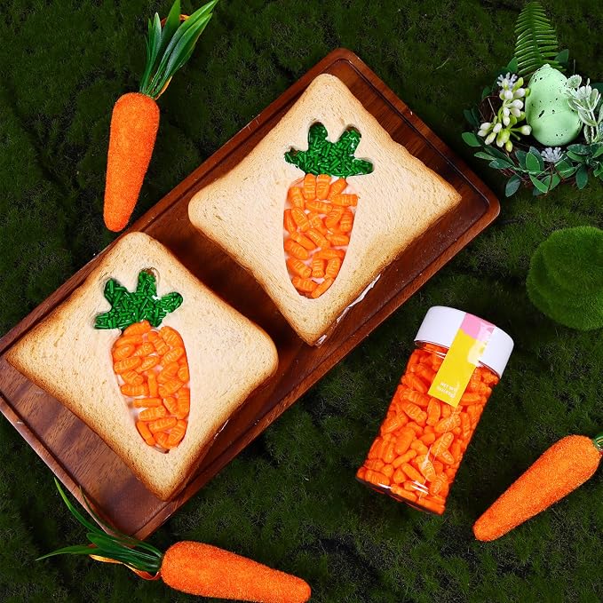 Easter Sprinkles for Baking, Edible Carrot Sprinkles,Cake Decorations for Easter Cake Toppers,Festive Sprinkle for Cakes, Cupcakes, Cookies, and Desserts 3oz