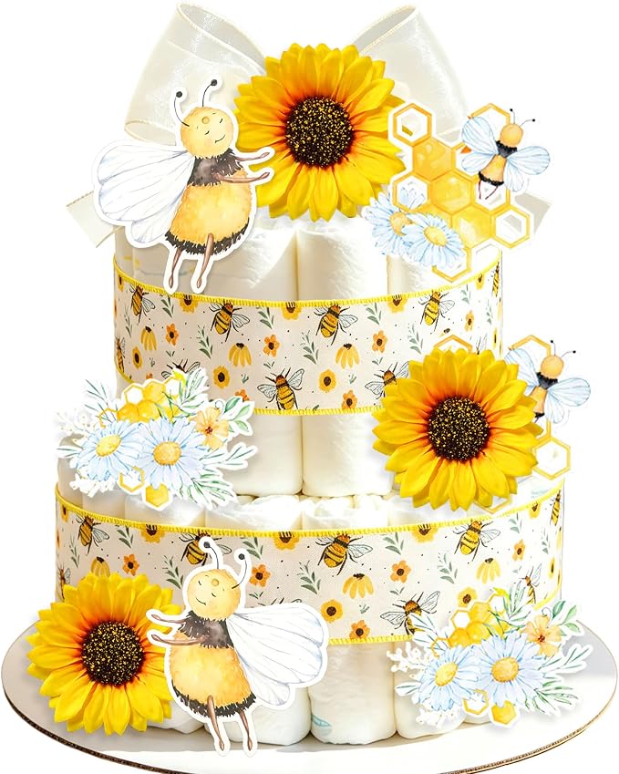 Honey Bee Baby Shower Diaper Cake Decorating Kit Party Supplies Gender Reveal Decorations Baby Shower Gifts Cake Topper Sweet As Can Bee Party