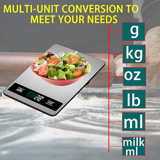 Digital Kitchen Scale, 33lb/15kg High Capacity Weight Grams and Ounces for Baking Cooking and Meal Prep, 1g/0.05oz Precise, 6 Units with Tare Function, USB Rechargeable (B Style)