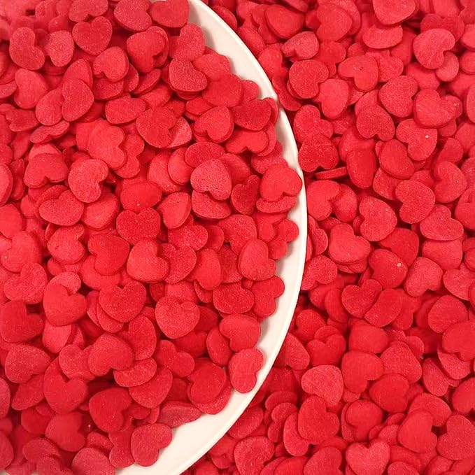 PhilaeEC Red Heart Shaped Sprinkle Edible for Cake Decoration Vanlentine Confetti Cake Baking Cookie Cupcake Toppers Decoration Vanlentine Halloween Christmas Supplies