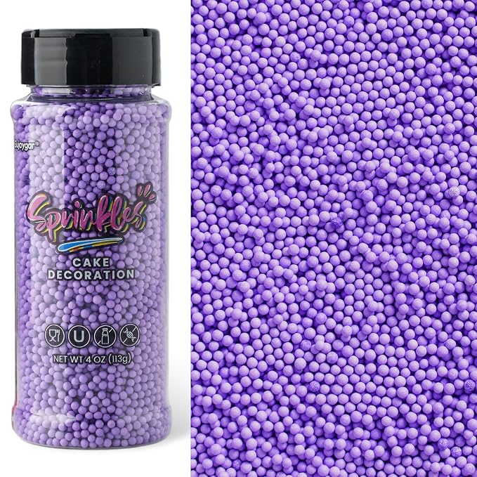 Purple Nonpareils Sprinkles, Sujoygar 4oz Edible Cake Sprinkles for Ice Cream Toppings Cupcake Chocolate Decoration, Wedding Party Cookies Baking Dessert Food Supplies