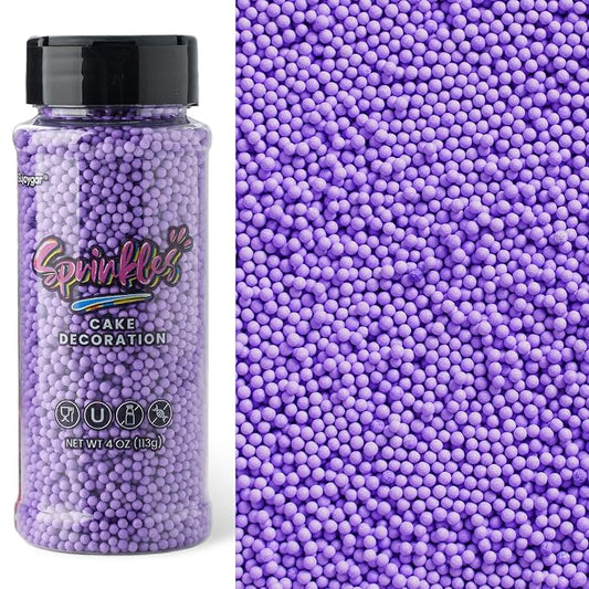 Purple Nonpareils Sprinkles, Sujoygar 4oz Edible Cake Sprinkles for Ice Cream Toppings Cupcake Chocolate Decoration, Wedding Party Cookies Baking Dessert Food Supplies