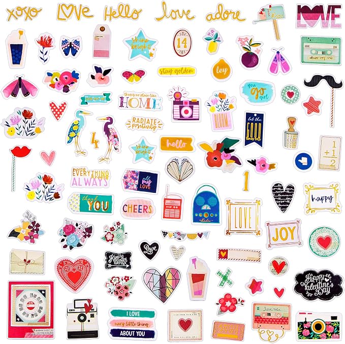 FaCraft Scrapbooking Supplies Ephemera Die Cuts Stickers (95 pcs Love)