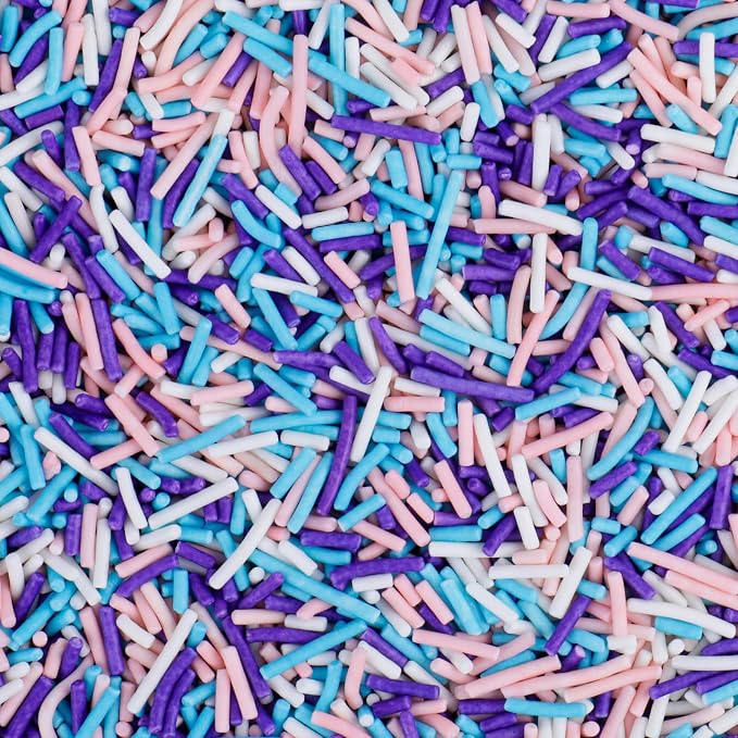 Mermaid Jimmies Sprinkles, Edible Pastel Purple Pink and Blue Sprinkles for Baking Topping, Cupcakes, Cookies, Ice Cream & Cake Decorating, Summer Holiday Wedding Party Supplies