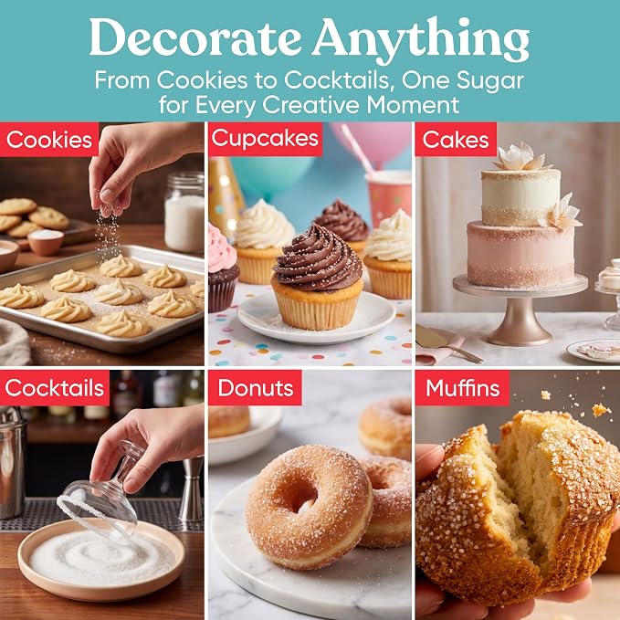 Bakerpan Sanding Sugar for Baking & Cookie Decorating - 16 Ounces Sparkling Sugar Sprinkles for Cookies, Cakes, Cocktails (Made In USA)