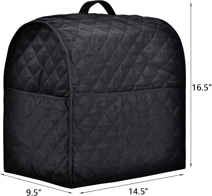 Stand Mixer Cover compatible with Kitchenaid Mixer, Fits All Tilt Head & Bowl Lift Models,The Fabric Is Pure Cottot,Soft, Not Easy to Fade, Not Easy To Pilling. (Fits for 6-8 Quart, Black)