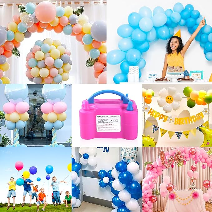 Balloon Pump Electric,110V 600W Balloon Blower Inflator Dual Nozzle Air Pump Balloons Inflator for Decoration, Party, Sport,Gifts:2 Balloon Tying Tools