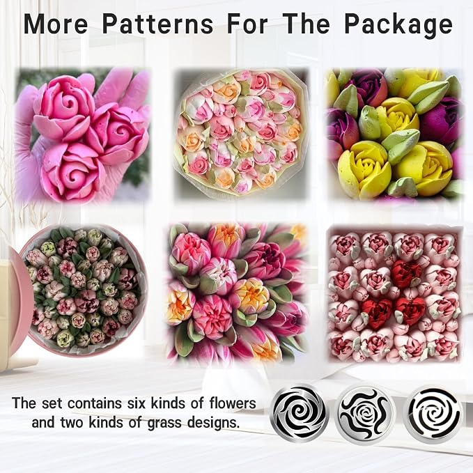 10PCS Extra Large Russian Piping Tips Stainless Steel 3D Flower Frosting | (XXL)Russian Piping Tips for DIY Cream Bouquets, Cake Flower Decoration & Cake Decorations. Beginner-Friendly
