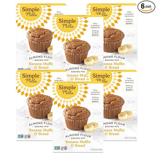 Simple Mills Almond Flour Baking Mix, Banana Muffin & Bread Mix - Gluten Free, Plant Based, Paleo Friendly, 9 Ounce (Pack of 6)