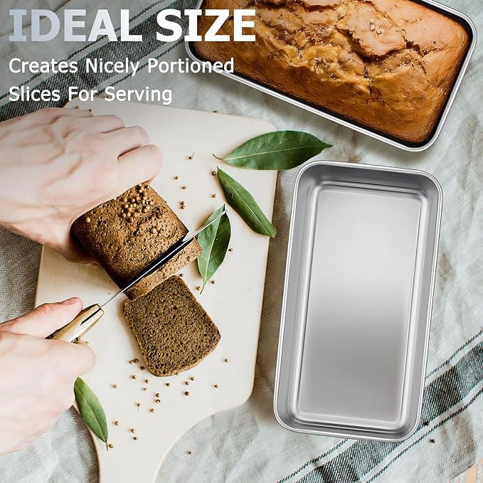 TeamFar Loaf Pan Set of 3, 9 x 5 Inch Bread Loaf Meatloaf Pan Stainless Steel for Baking Bread Cake Toast Brownies, Healthy & Sturdy, Oven & Dishwasher Safe