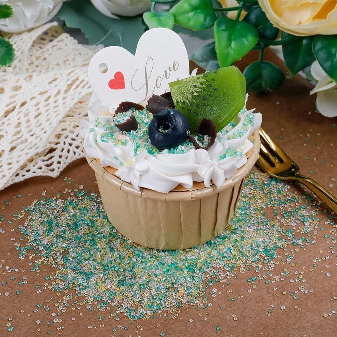 Soccer Sanding Sugar Sprinkles - Green Yellow White Sparkling Sugar Crystals for Cake Decorating & Baking Cookies, Green Sprinkles for Cupcakes, Ice Cream