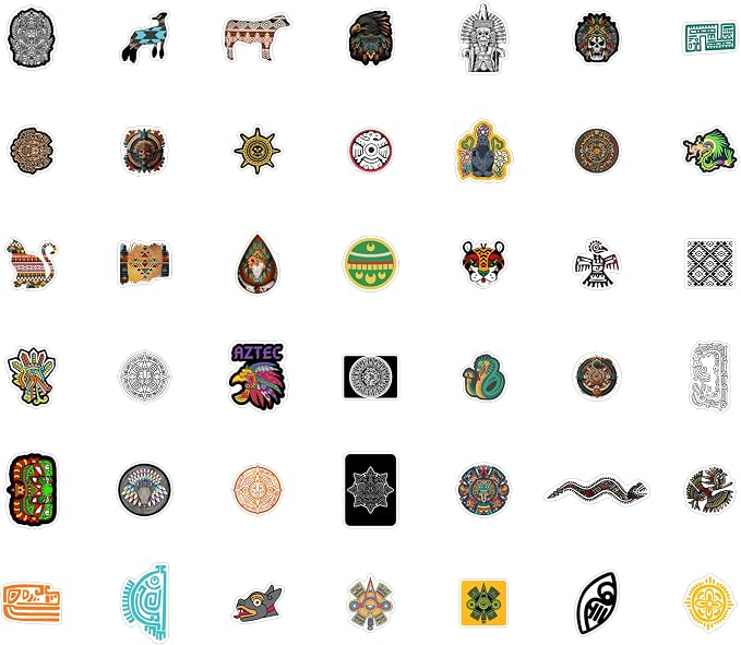 BulbaCraft Aztec Stickers for Water Bottle and Laptop - Aztec Party Supplies & Decorations, Waterproof Vinyl Decals, Culture and History Stickers, Gifts for Women & Men