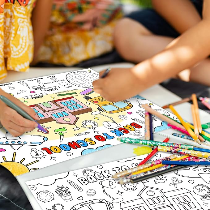 45pcs Back to School Coloring Placemats for Kids Disposable Coloring Poster First Day of School Gifts School Classroom Activities Paper Table Mats