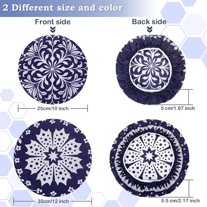 2 Large Reusable Beeswax Bowl Covers for Bread Proofing, 10/12 Inch Elastic Beeswax Wraps Cotton Cloth Sourdough Bowl Covers for Proofing Baskets, Mixer Bowls, Food Storage Containers