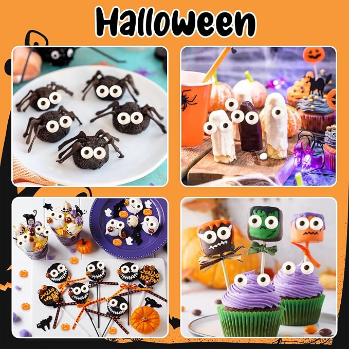 Candy Eyeballs Halloween Sprinkles Edible Eyes for Decorating Pumpkin Ghost Tombstones Sprinkle Candy Eyes Edible Eyeball Sprinkle Sugar Pearls Cake Decorations for Halloween Cupcakes Cookie 3.5 Oz