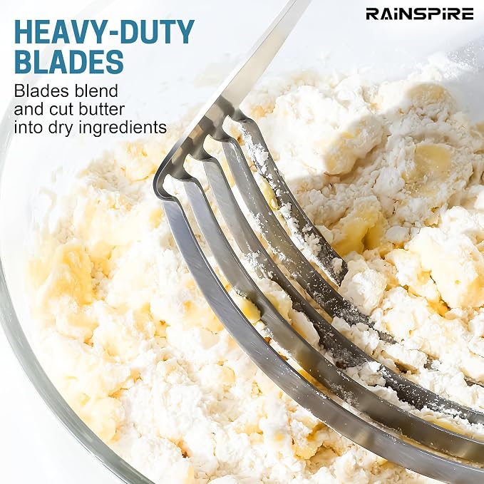 Rainspire XL Pastry Cutter For Baking, Heavy Duty Pastry Blender Stainless Steel, Thick Sharp Blades Dough Blender, Dough Cutter Butter Cutter Pastry for Easy Mixing, Dishwasher Safe, Coral